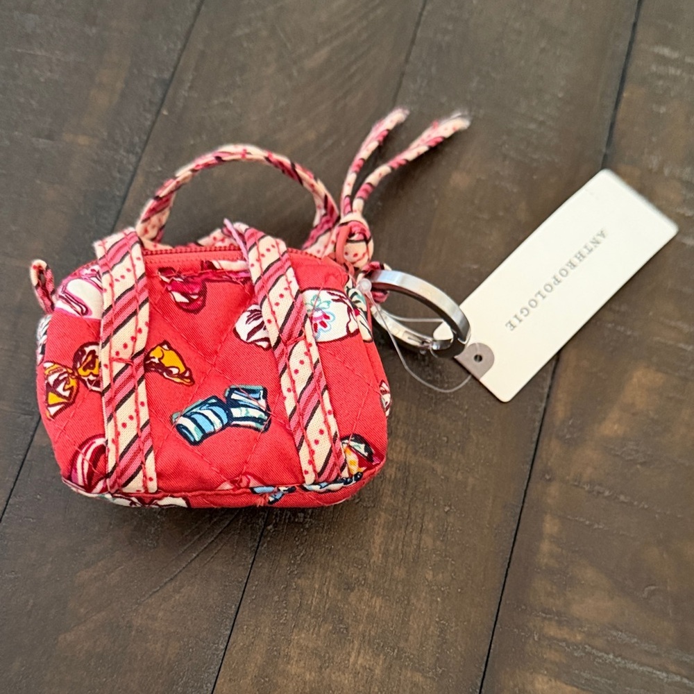 Anthropologie Vera Bradley Red and Cream Bag with Silver Accent